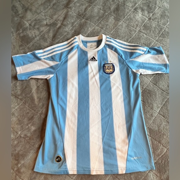 adidas Tops - adidas Argentina Light Blue & White Striped Soccer Jersey - Unisex
